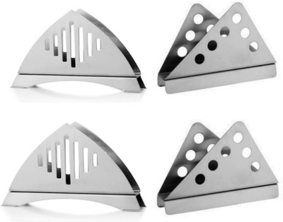 Fably 4 Compartments Stainless Steel Tissue Holder (pack of 4)(Silver)