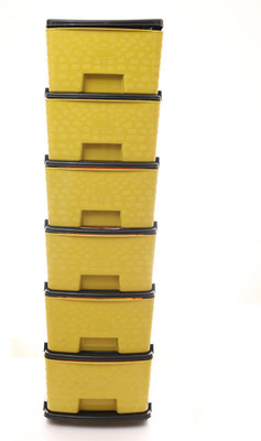 Ramadhani 6 Compartments Plastic Multi-Functional Storage Drawer Cabinet Storage Organizer with Drawers(Yellow)