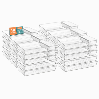 KUBER INDUSTRIES 48 Compartments Plastic Drawer Organizers(Transparent)
