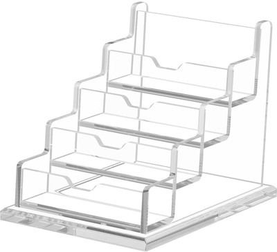 STORITE 4 Compartments Acrylic Card Holder Stand(Silver)