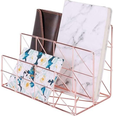 Indian Decor 2 Compartments Metal Desk Organizer(Red)