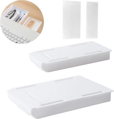SUPVOX 1 Compartments Plastic Under Desk Drawer(White)