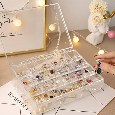 Groffy 30 Compartments Plastic Makeup Organizer(Clear)