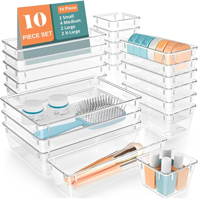 HAVEU Plastic Utility Container  - 1000 ml(Pack of 10, Clear)