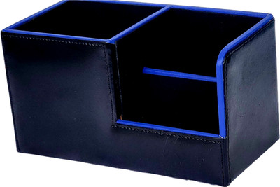 Dacto2pick 3 Compartments MFD, Faux Leather Desk Organizer Multifunctional Storage Like Pencil Holder Table Organizer(Black)