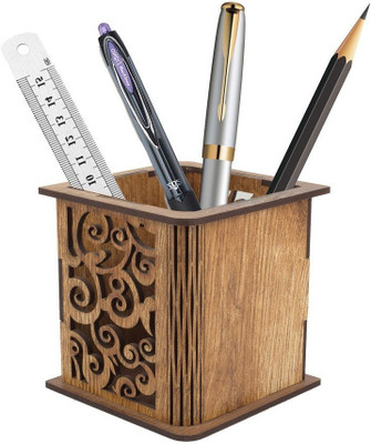 LAKHAJI 1 Compartments MDF PEN & PENCIL HOLDER(Brown)