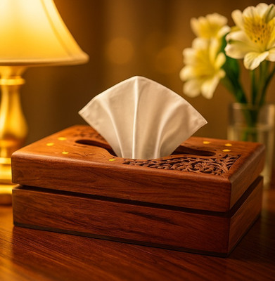 Krrafta 1 Compartments Sheesham Wood Tissue Box(Brown)