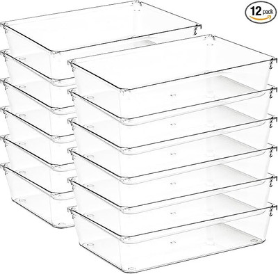 Lifewit 12 Compartments Plastic Drawer Organizer(Clear)