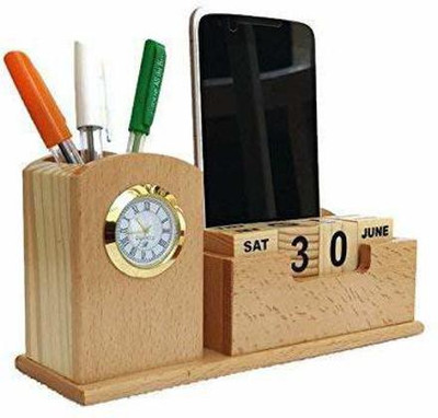 ravariya graphics 2 Compartments Wooden Desk Organizer(Brown)