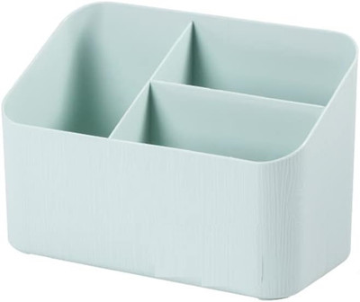 SOCHEP 3 Compartments Plastic Desktop Storage Box Student Stationery Supplies Pen Holder(Multicolor)