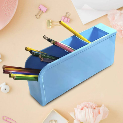 Gift Corner 4 Compartments Plastic Pen stand(Multicolor)