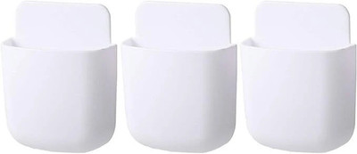Glitzn 3 Compartments Plastic remote holder(White)