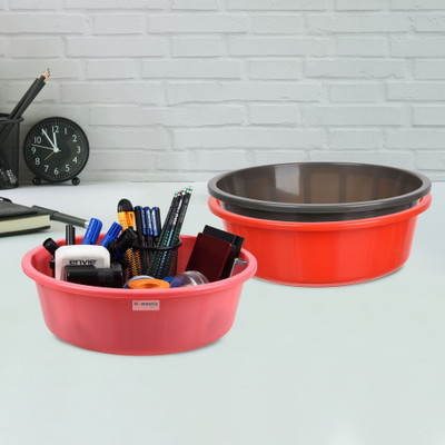 Aaarsh Stores 1 Compartments Plastic Desk Organizer(Red & Gray & Pink)
