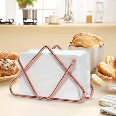 DecorGenie 1 Compartments Mild Steel Napkin Tissue Paper Holder Rose Gold(Rose Gold)