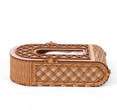 PRIYANSHM IMPEX 1 Compartments wooden tissue holder(Brown)
