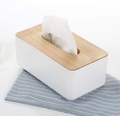 PARATPAR MALL 1 Compartments Wood, pp plastic WOODEN TISSUE HOLDER(White, Brown)