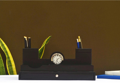 Vimala Enterprises 1 Compartments Wooden Desk Organizer(Black)