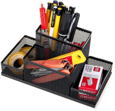 KESHU ENTERPRISE 3 Compartments metal MESH DESK 4 COMPARTMENT(Multicolor)