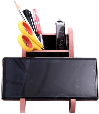 PRIYANSHM IMPEX 1 Compartments mdf wood pen stand(Black)
