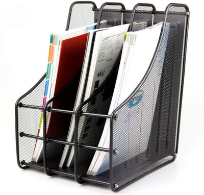 PAVITYAKSH 3 Compartments METAL DESK ORGANISER(Black)