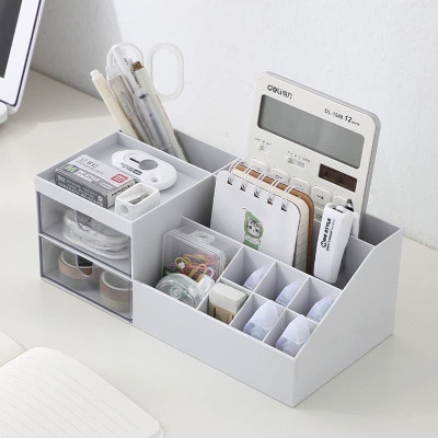 ALAMDAAR 12 Compartments ABS Plastic Stylish Desk Multipurpose Organizer Pen Holder With DIY Sticker For Multi Usage(Multicolor)