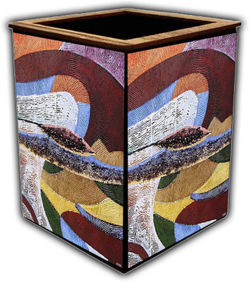 pnf 1 Compartments wooden Poster N frames Colourful Wooden Pen Stand with photo of Abstract Art -2126(Multicolor)
