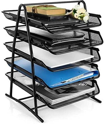 KIZJORYA 5 Compartments Metal File Tray Or Latter Tray(Black)