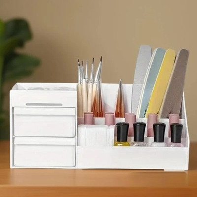 Charmpeak 7 Compartments Desk Drawer Storage Box – Plastic Build Drawer organizer box(White)