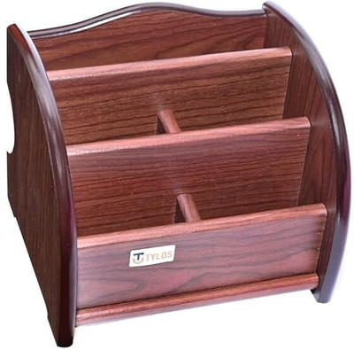 Tylos 5 Compartments Wooden Stationery(Brown)