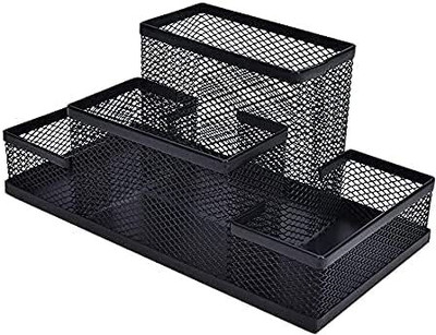keskriva 4 Compartments MESH DESK Compartments Office Desktop Supplies Pen Stand Pencil Accessories Holder(Black)