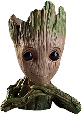 Made InHand 1 Compartments Groot Action Figure Showpiece Pen Stand | Multi Purpose Flower Pot Planter Desk Organiser(Multicolor)