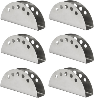 Dynore Set of 6 Capsul Napkin Holder 1 Compartments Stainless Steel Napkin Holder(Steel)