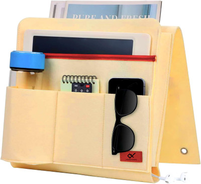 HOUSE OF QUIRK 4 Compartments Felt Bedside Caddy(Beige)