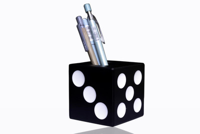 KNYUC MART 1 Compartments plastic Cube Shape Pen Holder Pencil Holder Dice Pen Stand/Paper weight/Desk organizer(Black)