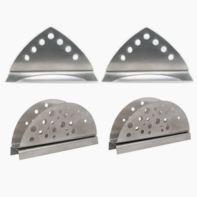 Fably 4 Compartments Stainless Steel 4 Steel Napkin Holder 2pc Samosa & 2pc Punching Napkin Holder (pack of 4)(Silver)