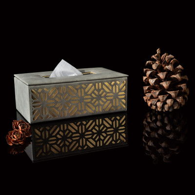 ADMIRE HOME 1 Compartments Faux Leather Tissue Box Holder(Grey)