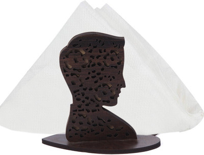 PRIYANSHM IMPEX 1 Compartments wooden tissue holder(Black)