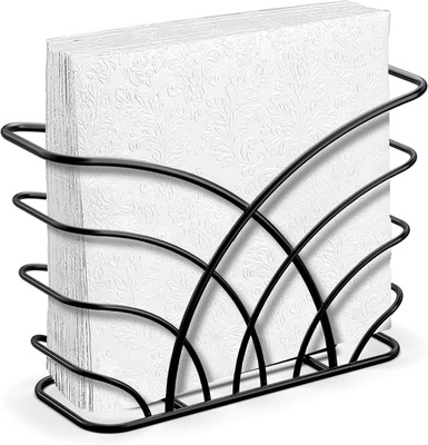 ELITE HOME DECOR 1 Compartments METAL TISSUE HOLDER(Black)