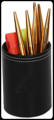 PANKU 1 Compartments Leather Pen Holder(Black)