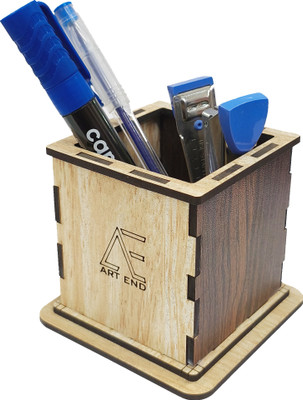 ART END 1 Compartments Wooden Pen Holder / study Desk organiser(Wooden Brown)