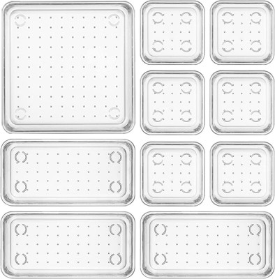 Zeinwap 10 Compartments Acrylic 1 Square 3 Medium 6 Small Tray(Clear)