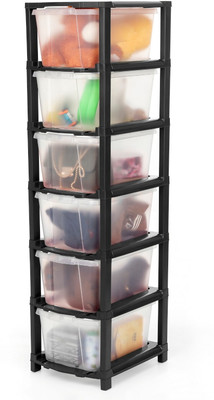 ELIGHTWAY MART Plastic Utility Container  - 60 L(Black, Clear)
