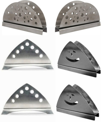 Fably 6 Compartments Stainless Steel Napkin Stand Holder(Silver)