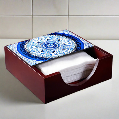 KOLOROBIA 1 Compartments Wooden Napkin Holder(Multicolor)