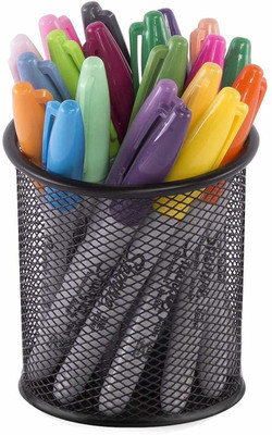 STUFFCOLLECTION 1 Compartments Metal Metal Mesh Pencil Pen Stand For Office Table / Makeup Brush Holder ( Pack of 1 )(Black)