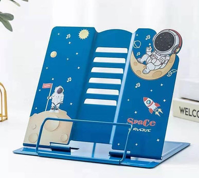 befunky 1 Compartments Metal Desktop Book Stand Holder for Reading Hands Free, Durable Metal(Space)