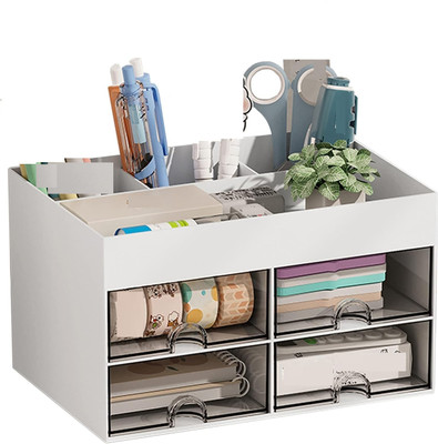 OTISTORES 8 Compartments Plastic Desk Organizer(White)