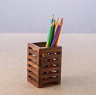 Wooden Art & Toys 1 Compartments Wood Pen Holder(Brown)