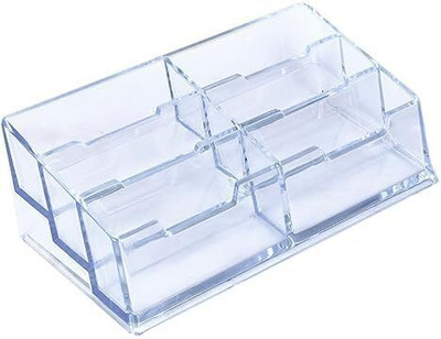 STORITE 6 Compartments Acrylic Card Holder Stand(Silver Transparent))