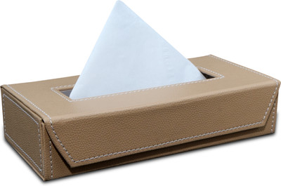 VIBMAX Tissue Holder Box PU Leather For Office Home Car Vehicle Tissue Dispenser(Beige)